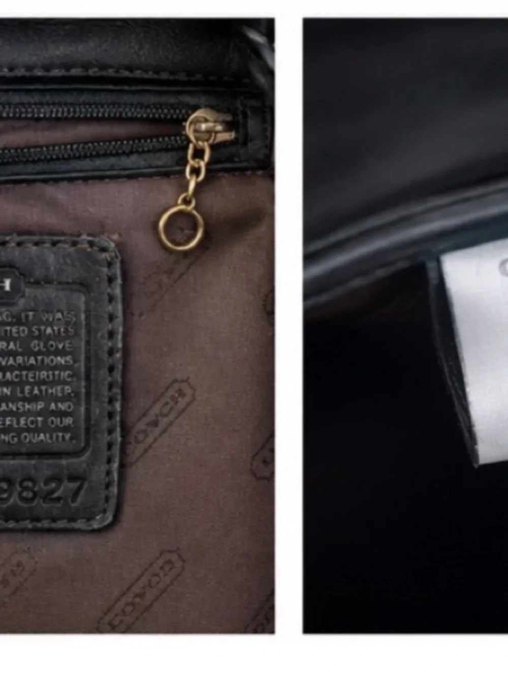 Coach Black Leather Drawstring Backpack with Gold Hardware